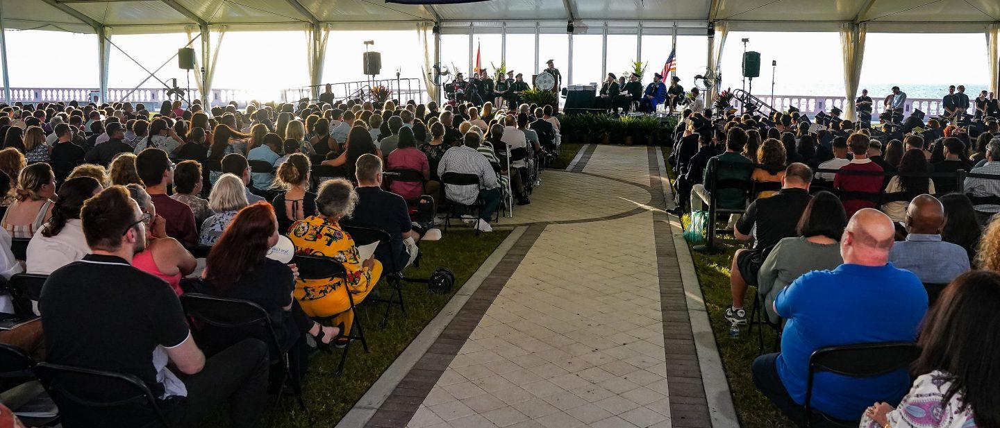 Commencement Ceremony from the back of the tent.